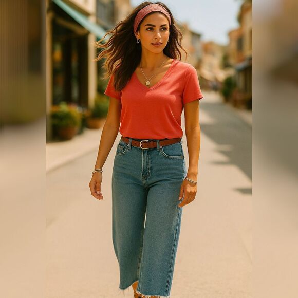 NWT Wild Fable Jeans 17 EasyRigid 90s Relaxed Crop Wide Leg Raw Hem Medium Wash - Picture 1 of 9